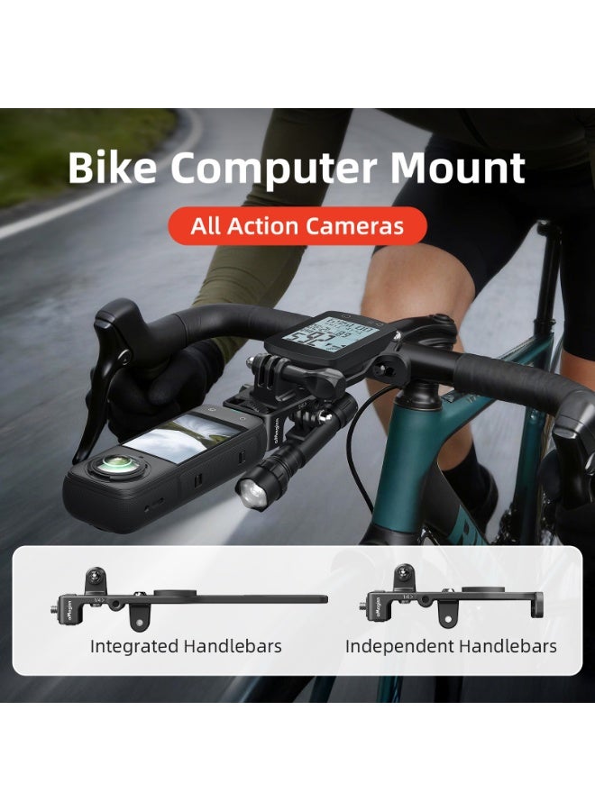 aMagisn حامل كمبيوتر الدراجة لِمقود الدراجة، قاعدة تثبيت من سبائك الألومنيوم، متوافق مع Garmin وWahoo وBryton، مزوّد بسن لولبي 1/4 وواجهة كاميرا أكشن ثلاثية الشُعب(مقود مدمج) - Image 3